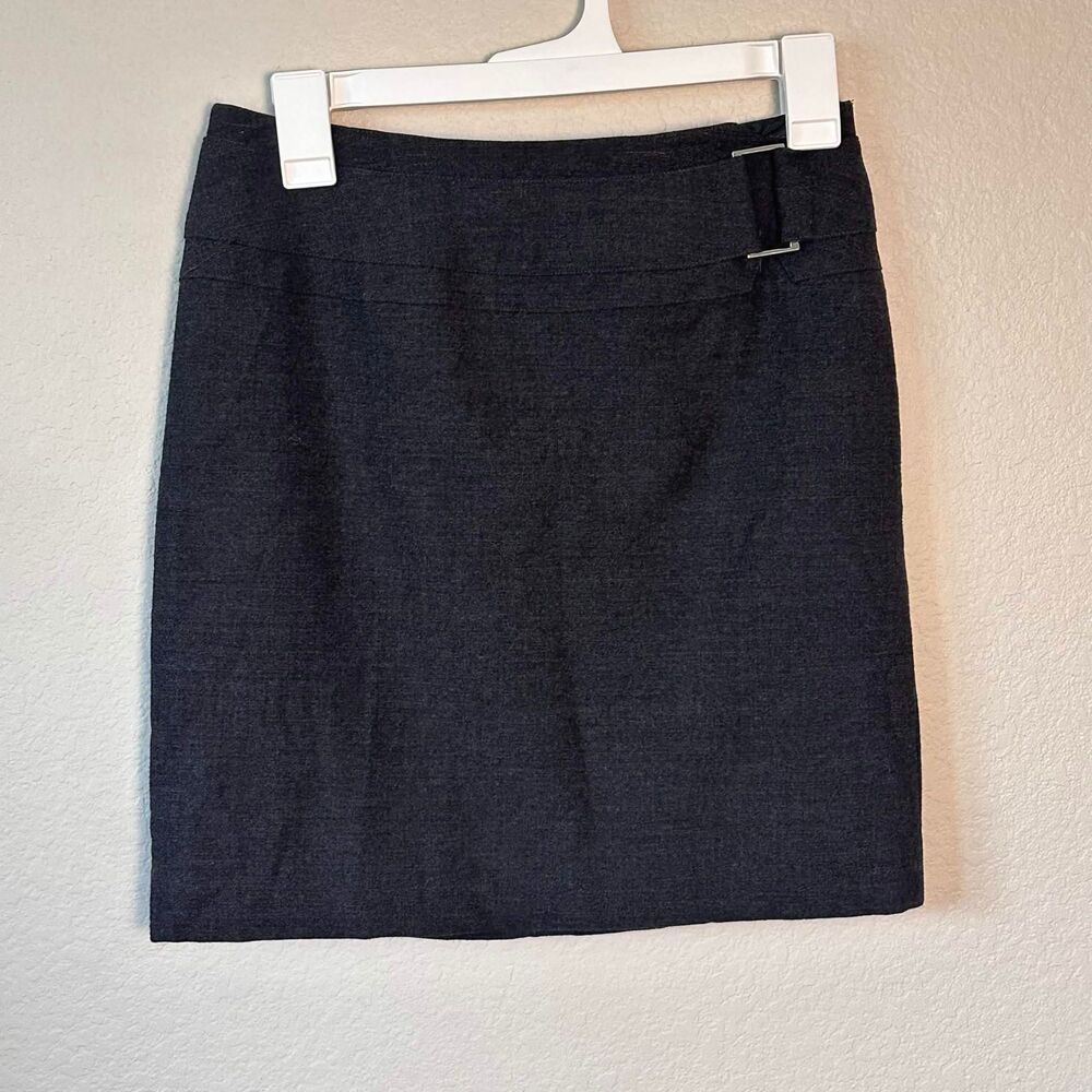 RALPH Ralph Lauren Wool Blend Skirt Size 0 Gray Pencil Mini Side Buckle Workwear